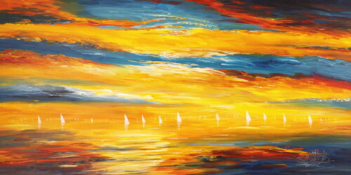 Romantic Evening Sailing XXL 3 by Peter Nottrott, Painting for Sale on Singulart
