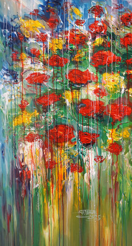 Red Poppies L 3 van Peter Nottrott, Schilderij te koop op Singulart