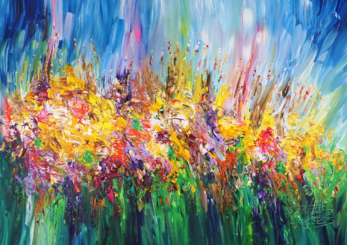 Sunny Summer Field XL 2 van Peter Nottrott, Schilderij te koop op Singulart