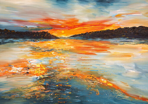 Romantic Evening Lake S 1 by Peter Nottrott, Painting for Sale on Singulart