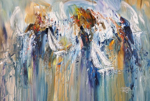 Stormy Sailing XL 1 van Peter Nottrott, Schilderij te koop op Singulart