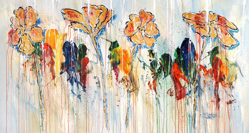 Golden Flowers L 1 par Peter Nottrott, Peinture en vente sur Singulart