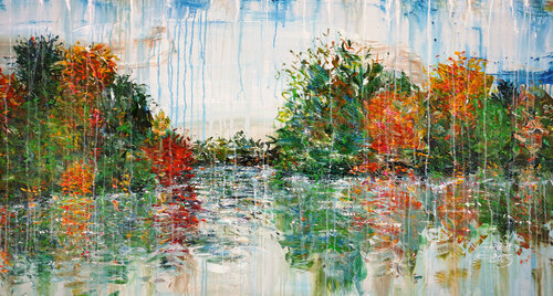 Trees By A Lake L 1 di Peter Nottrott, Pittura in vendita su Singulart