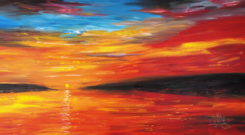 Romantic Evening Sun L 1 van Peter Nottrott, Schilderij te koop op Singulart