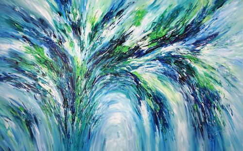 oversized Painting Blue Green Adventure XXXL 1 van Peter Nottrott, Schilderij te koop op Singulart