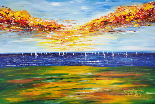 Seaside Sailing Holidays XL 1 by Peter Nottrott, Painting for Sale on Singulart