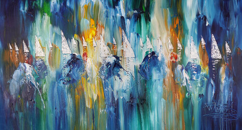 Sail Boats L 10 van Peter Nottrott, Schilderij te koop op Singulart