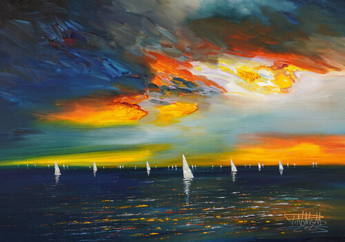 Seaside Sailing Impression S 2 de Peter Nottrott, Pintura a la venta en Singulart