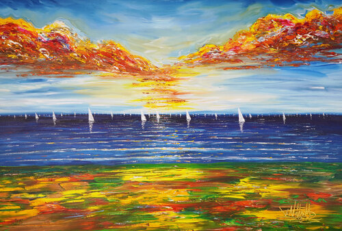 Seaside Sailing Holidays XL 3 de Peter Nottrott, Pintura a la venta en Singulart
