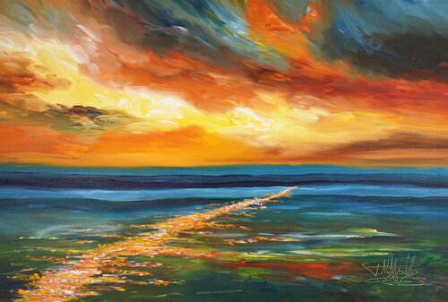 Romantic Evening Landscape XL 2 di Peter Nottrott, Pittura in vendita su Singulart