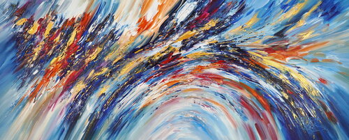 Slim: Blue Magenta Gold 4 par Peter Nottrott, Peinture en vente sur Singulart