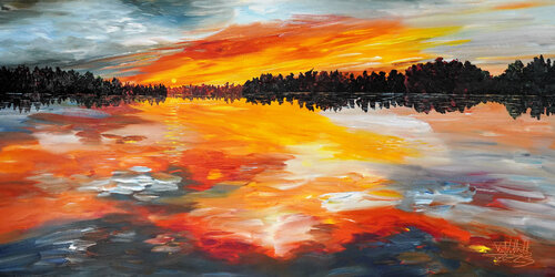 Romantic Sundown XXL 1 van Peter Nottrott, Schilderij te koop op Singulart
