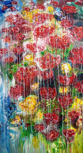 Red Poppies L 4 van Peter Nottrott, Schilderij te koop op Singulart