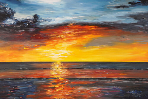Clouds At Sunset XL 1 by Peter Nottrott, Painting for Sale on Singulart