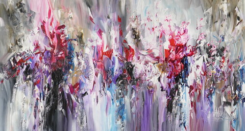Magenta Black Symphony L 1 by Peter Nottrott, Painting for Sale on Singulart