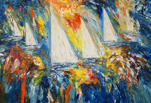 Seascape Sailing Boat Regatta XL 1 de Peter Nottrott, Pintura a la venta en Singulart