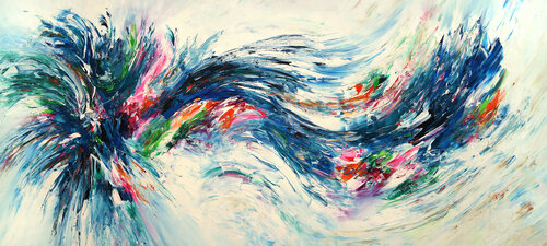 Slim: Blue Water Wave 1 van Peter Nottrott, Schilderij te koop op Singulart