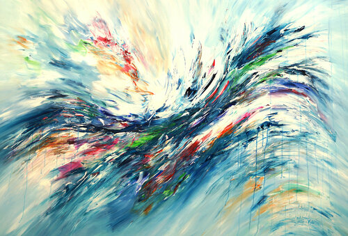 Turquoise Blue Wave XL 1 van Peter Nottrott, Schilderij te koop op Singulart