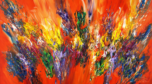 Orange Red Energy L 1 van Peter Nottrott, Schilderij te koop op Singulart