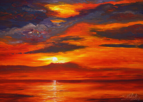 Romantic Evening Seascape M 1 van Peter Nottrott, Schilderij te koop op Singulart