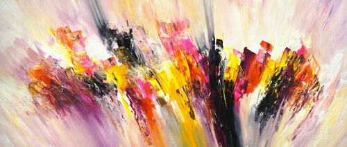 Slim: Yellow Pink Black 1 de Peter Nottrott, Pintura a la venta en Singulart