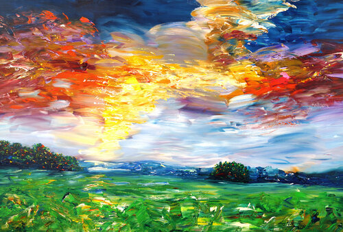 Beautiful Summer Landscape XL 4 van Peter Nottrott, Schilderij te koop op Singulart