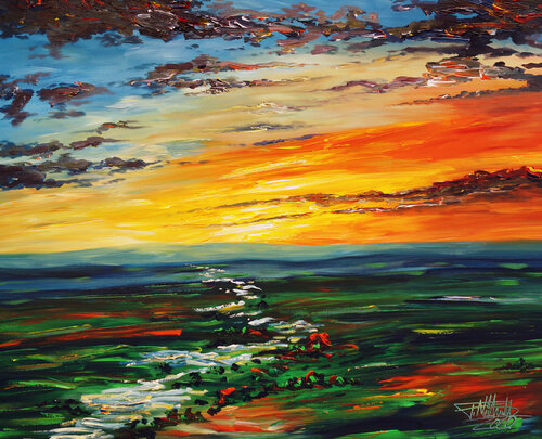 Landscape: Evening Mood M 4 van Peter Nottrott, Schilderij te koop op Singulart