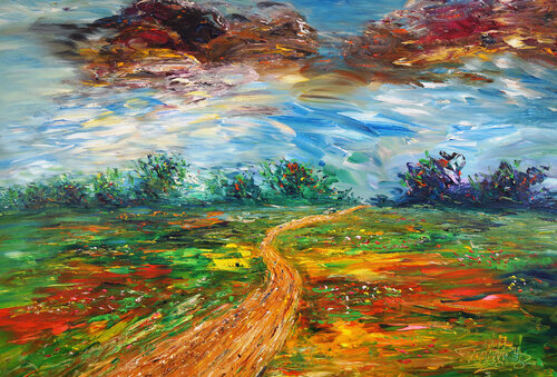 Landscape: Summer Way XL 1 van Peter Nottrott, Schilderij te koop op Singulart