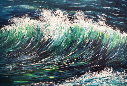 Seascape Breaking Waves XL 1 van Peter Nottrott, Schilderij te koop op Singulart