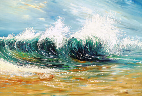 Seascape Breaking Waves XL 2 van Peter Nottrott, Schilderij te koop op Singulart