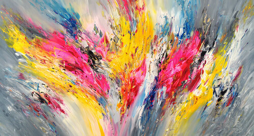 Composition Yellow And Pink L 1 van Peter Nottrott, Schilderij te koop op Singulart