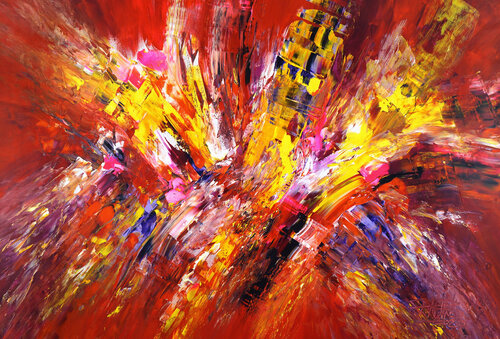 Red And Yellow Abstraction XL 2 van Peter Nottrott, Schilderij te koop op Singulart