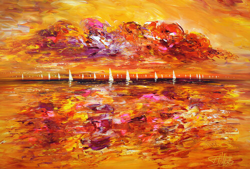 Evening Sailing Impressions XL 1 van Peter Nottrott, Schilderij te koop op Singulart