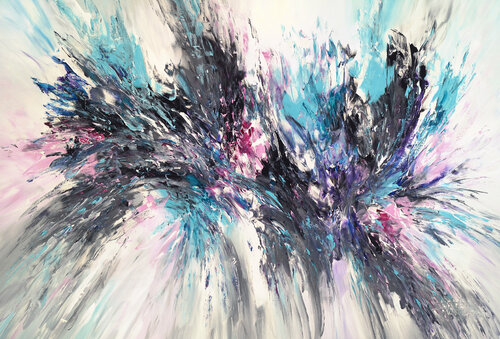 Lavender Turquoise Abstraction XL 1 van Peter Nottrott, Schilderij te koop op Singulart