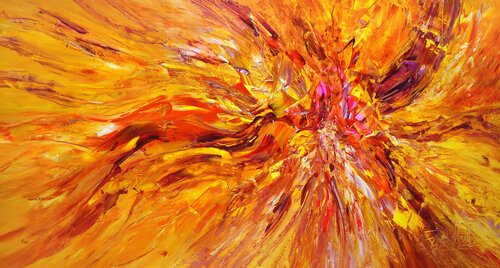 Red Energy Waves L 1 van Peter Nottrott, Schilderij te koop op Singulart