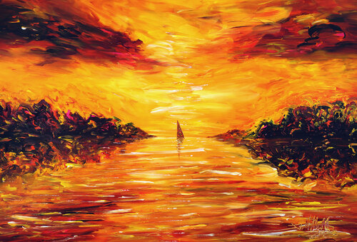 Romantic Sundown Sailing XL 2 van Peter Nottrott, Schilderij te koop op Singulart