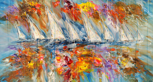 Stormy Sailing Regatta L 1 van Peter Nottrott, Schilderij te koop op Singulart