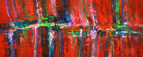 Slim: Deep Red Abstraction 1 von Peter Nottrott, Malerei kaufen auf Singulart
