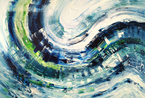 Turquoise Blue Wave XL 2 van Peter Nottrott, Schilderij te koop op Singulart
