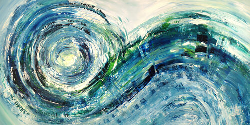Turquoise Blue Wave XXL 1 van Peter Nottrott, Schilderij te koop op Singulart