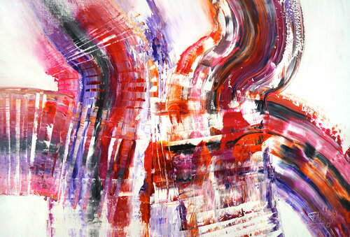 abstract art Red Energy Waves XL 1 van Peter Nottrott, Schilderij te koop op Singulart