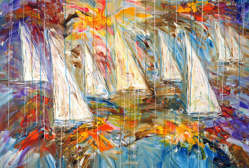 Stormy Sailing Regatta XL 3 van Peter Nottrott, Schilderij te koop op Singulart