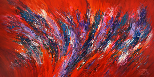 Red Energy Abstraction XXL 1 van Peter Nottrott, Schilderij te koop op Singulart