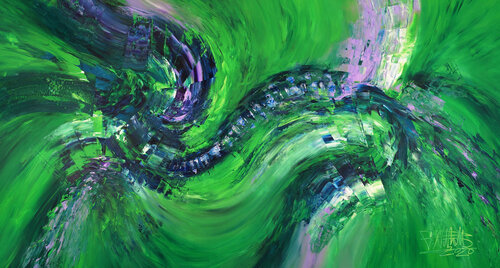 Green Blue Abstraction L 1 di Peter Nottrott, Pittura in vendita su Singulart