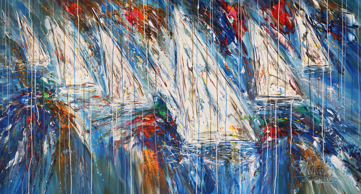 sail boats Stormy Sailing Regatta L 7 Peter Nottrott Originalgemälde zu verkaufen