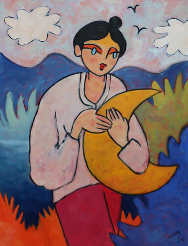 The Moon Pilgrim di Etienne Quesnay, Pittura in vendita su Singulart