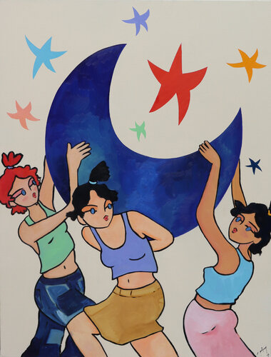 The MoonHolders di Etienne Quesnay, Pittura in vendita su Singulart