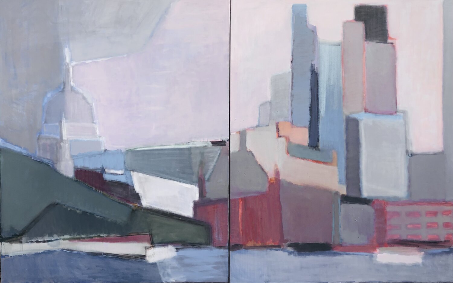 'Embankment. St. Paul’s Cathedral ‘diptych Olga Konoshchuk Originalgemälde zu verkaufen
