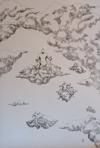 La course des nuages de Achezegag, Dibujo a la venta en Singulart