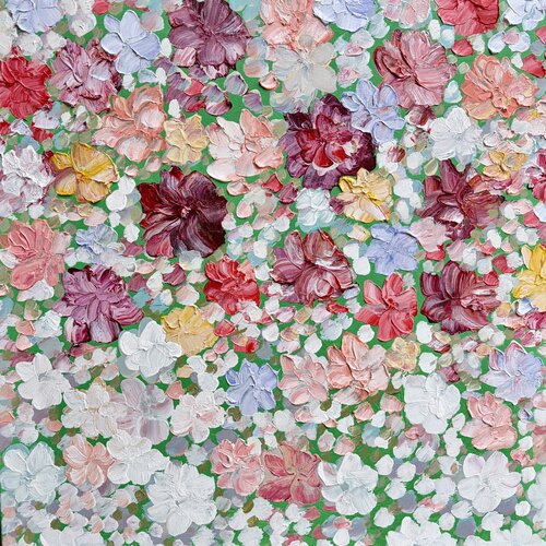 Garden of Happiness - Framed by Theo Papathomas, 油畫 for Sale on Singulart